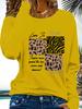 Spring and Autumn Women's 100% Cotton Fashion Casual Loose Butterfly Pattern Print Round Neck Long Sleeve T-shirt Base Shirt