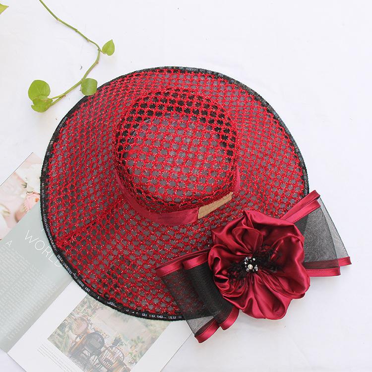Eugen Yarn Hat Women'S Summer Bright Silk Flower Sun Protection Big Edge Hat Fashion Versatile Beach Hat Cool Hat Tide