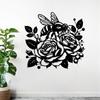 1pc Bee and Rose Metal Wall Art, Weather Resistant Iron Sculpture for Garden Patio Fence, Valentine Wedding Outdoor Decor