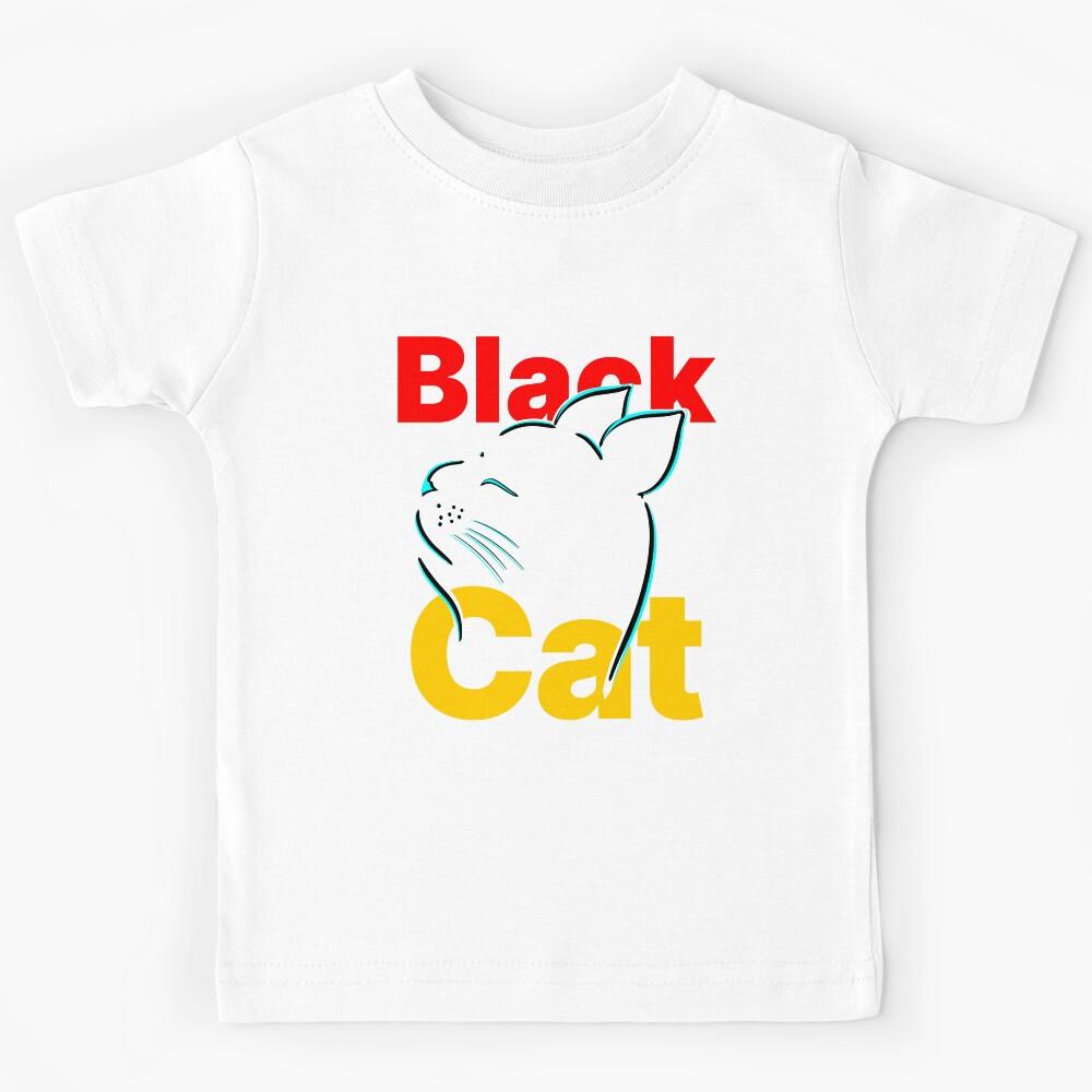 Black Cat Minimal Art Kids T-Shirt 130