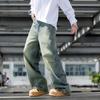 American Retro Jeans Loose Straight Pants High Street Trendy Brand Big Pocket Washed Old Wide Leg Casual Trousers