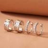 2Pcs/Set Fashion Silver Color Crystal Clip Earrings for Women Girls Minimalist Metal C-Shaped Fake Piercing Ear Cuff Ear Jewelry
