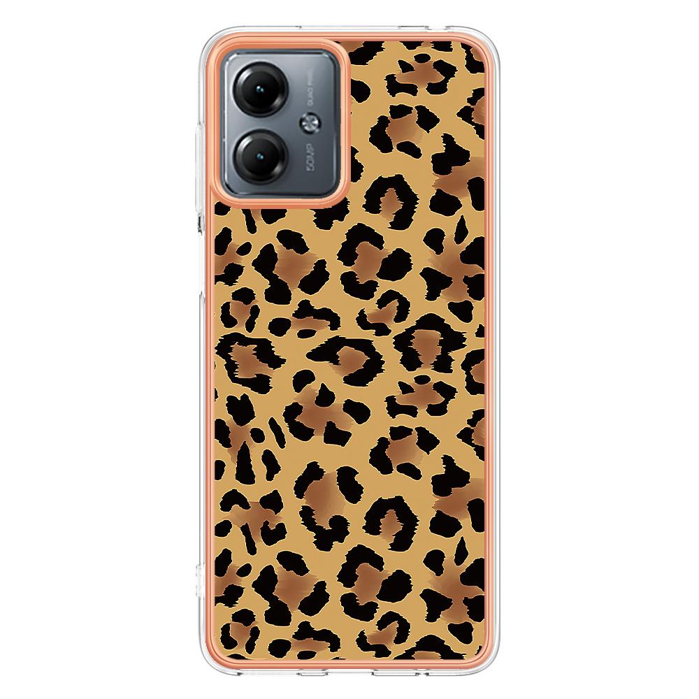 

YB IMD Series-19 Style-D For Motorola Moto G14 4G Case IMD Pattern 2.0mm TPU Phone Cover Leopard Print