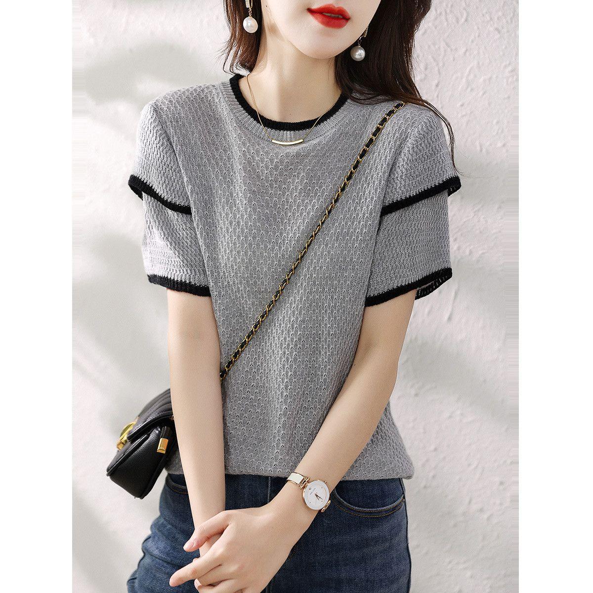 

Трикотажные футболки женские с коротким рукавом весенние и летние топы XXL