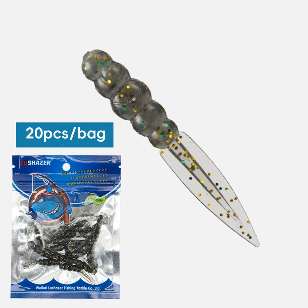 20Pcs New Mini Soft Fishing Lure 0.3g/35mm Silicone Willow Bait Swimbait Wobblers Worm Bass Carp Rockfishing Fishing Tackle