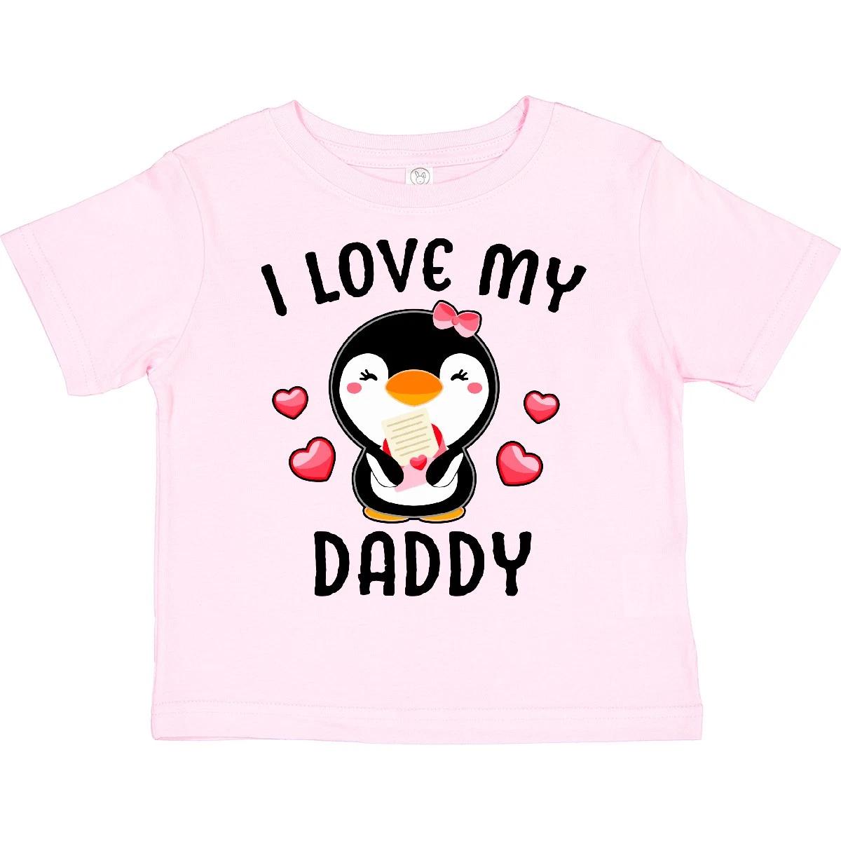 Inktastic I Love My Daddy With Cute Penguin And Hearts Toddler T-Shirt Day Kids 100