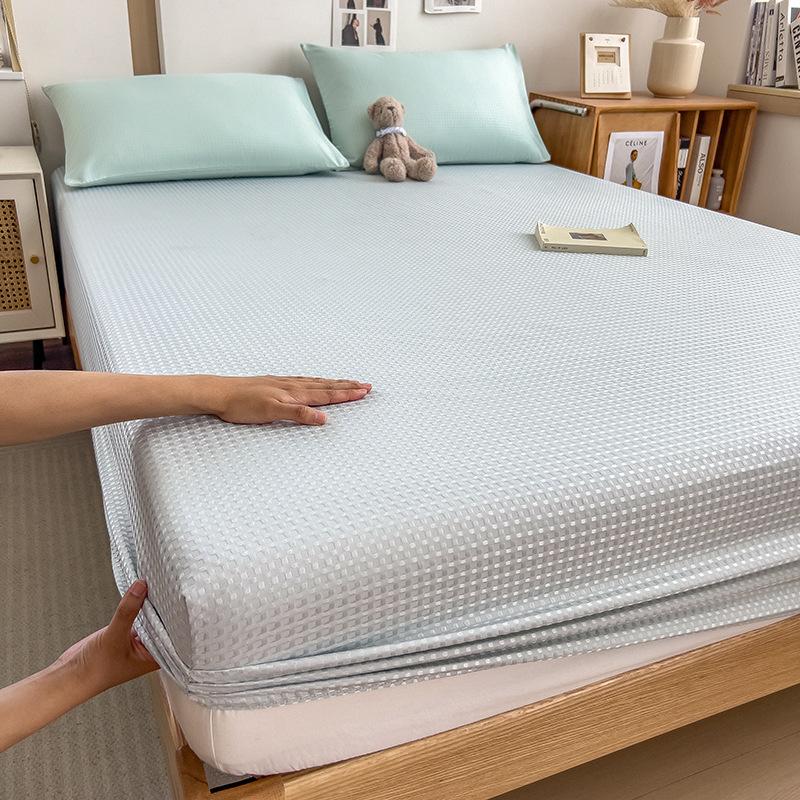 

Летняя простыня на резинке, приятная к коже, цельная, протектор для матраса, 25 новых вафельных пыле- и грязеотталкивающих простыней на резинке Single Sheet - 90x200cm