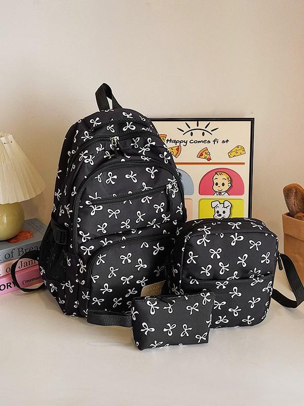2025 Trendy Women's Three-Piece Backpack Set: Large Capacity, Fashionable College & Travel Bag