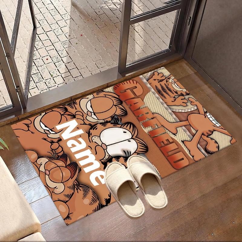 Custom Name Personalized Garfield Print Carpet, Versatile Home Decor Rug, for Playroom, Apartment, Balcony, Entryway, Hallway Gift