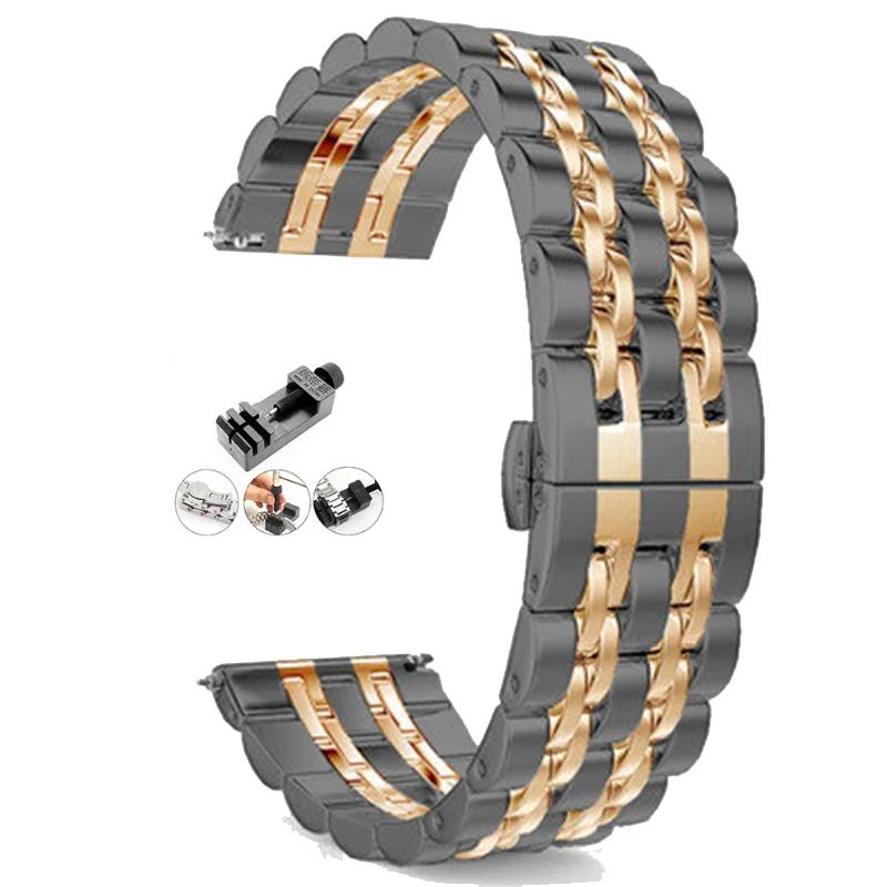 Stainless Steel band For Samsung Galaxy watch 6/5/4/Classic metal link bracelet amazfit GTS-GTR-4-3-mini-bip 3 20mm 22mm strap