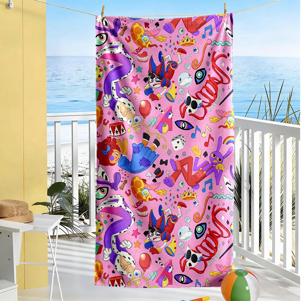 Digital Circus Beach Towel Soft Durable Quick-Dry Comfortable Lightweight