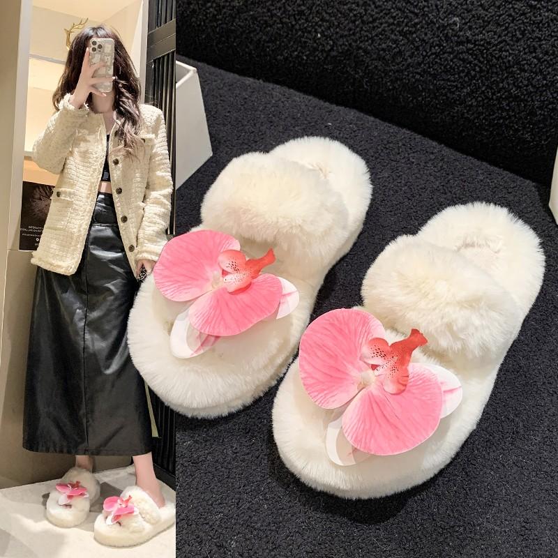 Fashion 2024 New Home Women's Slipper Shoes for Women Autumn Winter Contton Warm Plush Non Slip Grip Fluffy Embroidery Shoes Large Size