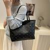 Textured Bag Women's Large Capacity 2025 New Trendy Versatile Korean Version Casual Shoulder Bag College Student Class Tote Bag