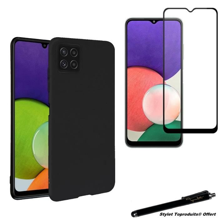 Coque de protection - Toproduits® - Samsung Galaxy A22 5G - Verre trempé - Souple - Bords noirs