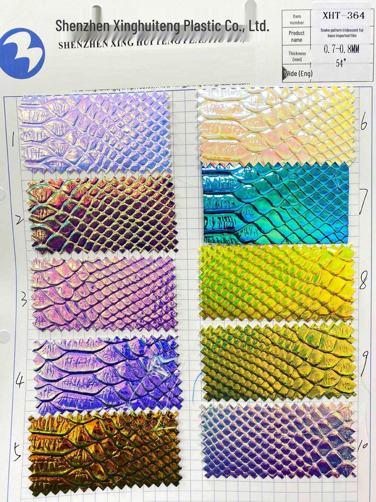 Iridescent Snake Print Laser Leather A4 Handbag Set with Mirror Embossed Synthetic Material