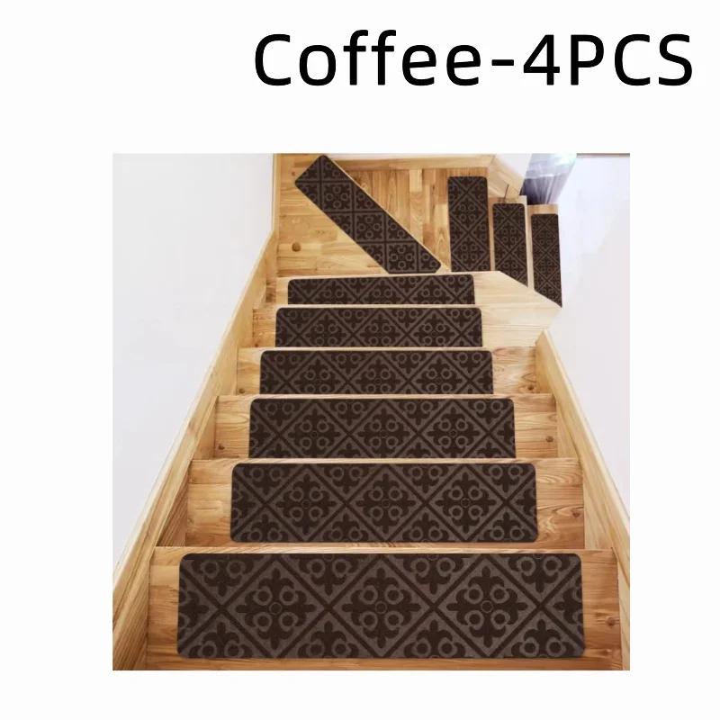 10Pcs Stair Treads Staircase Anti-Slip Mat 76x21cm Stair Carpet Treads Soft Fabric Noiseproof Stair Mats Machine Washable