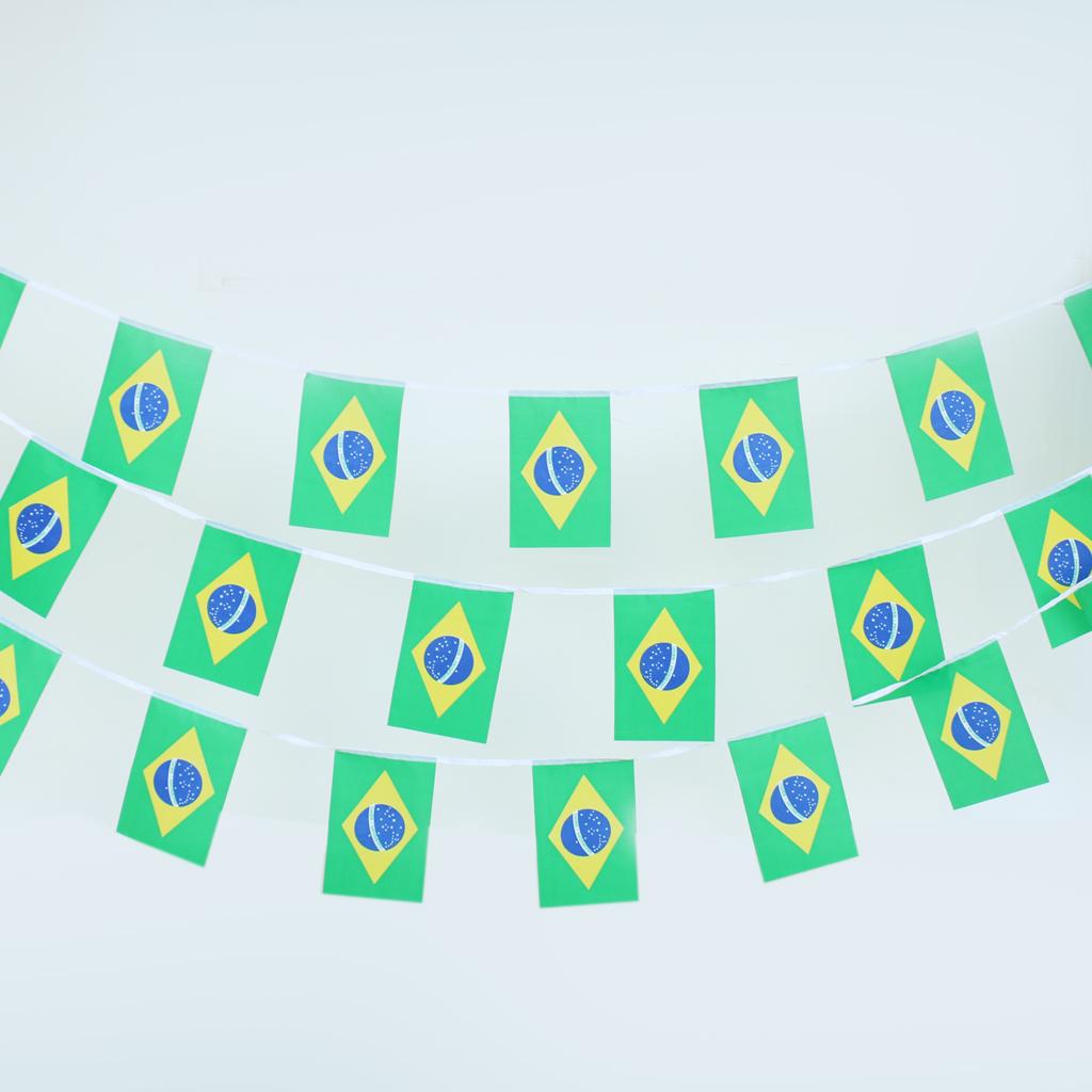 10m Brazilian Country Flag String Bunting Banner Garland Outdoor Garden Decor Pack of 30Pcs
