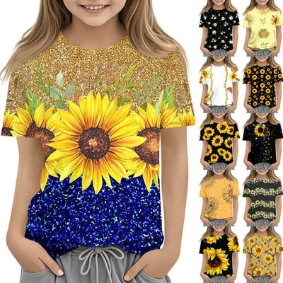 Children's Printed Round Neck Short Sleeved Casual T-shirt