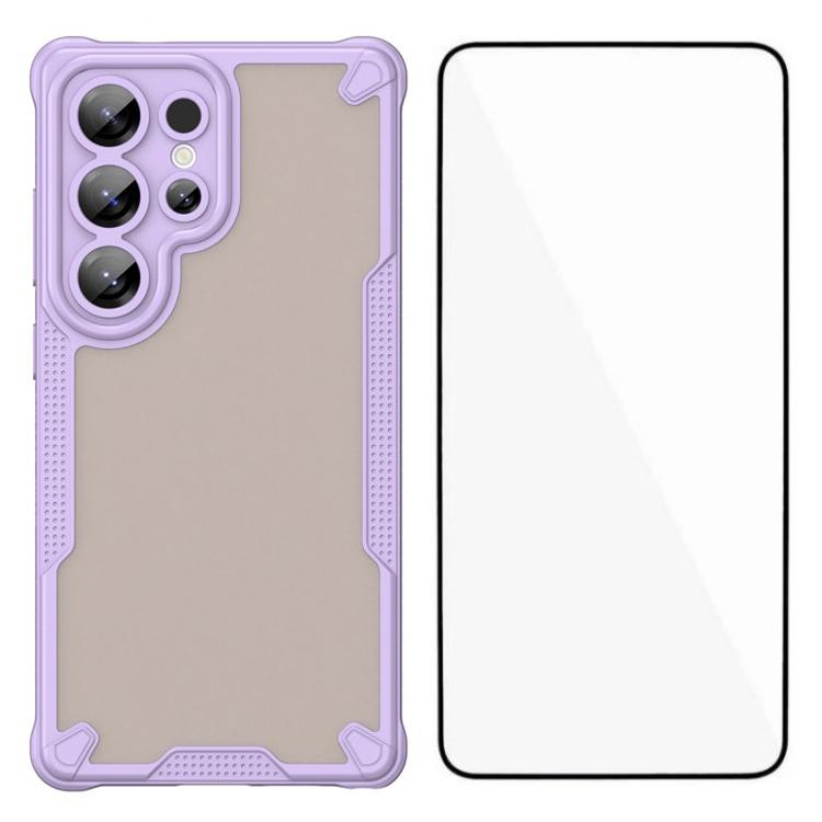 

Серия WANLONFENG MFFJ Для Samsung Galaxy S24 Ultra Чехол Противоударная TPU Задняя Крышка Телефона с Защитной Пленкой Purple