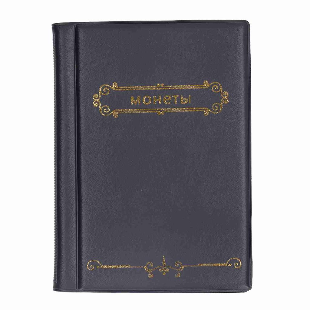 Album na sbírku mincí PVC Odolné proti opotřebení Lehké Přenosné Kniha držáků na mince pro sběratele Černá