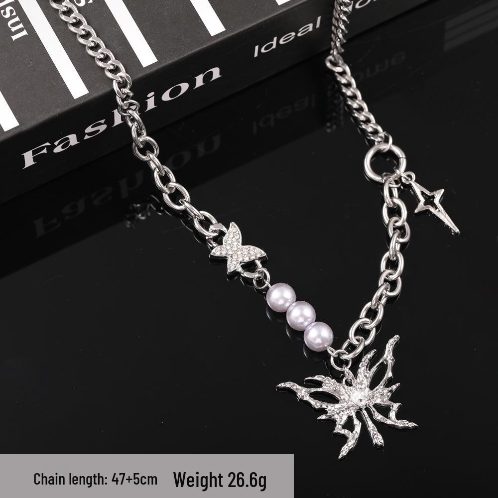 Мужское Панк-ожерелье в стиле Хип-хоп с патчами-звездочками и бабочками, бусинами