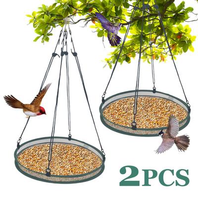 Pacote com 2 Bandejas Coletoras de Sementes para Pássaros Alimentador de Pássaros Suspenso Plataforma de Argola Suspensa Acessório de Alimentação de Pássaros ao Ar Livre