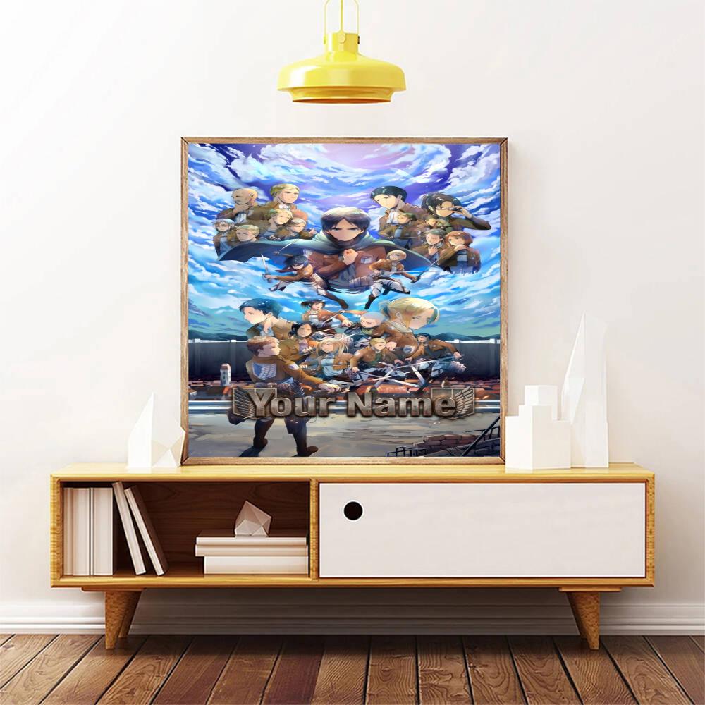 Attack Titan Personalized Name Diamond Paintings Mosaic Wall Round Diamond Art Painting Kits Embroidery Crystal Accessories Frameless
