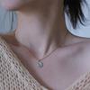 316L Stainless Steel New Fashion Fine Jewelry Oval Sea Blue Opal Beaded Charm Snake Chain Choker Necklaces Pendants For Women
