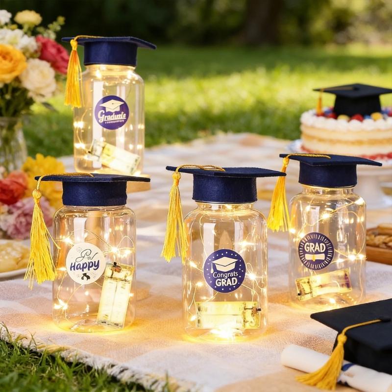 Light up Graduation Mason jar with Graduation Cap Class of 2026 Graduation Centerpieces for Congrats Graduate Party