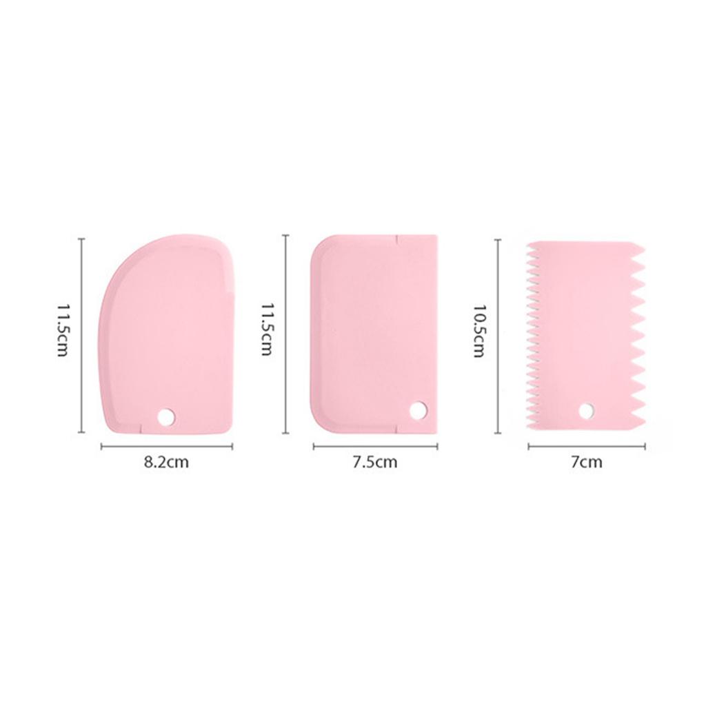 3Pcs Cream Scraper Suit DIY Kitchen Straight Arc Tooth Shape Cream Bread Cutter Plastic Cake Pasty Scraper Baking Fondant Tools