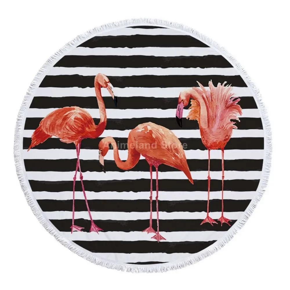 Black 3D Tiger Round Beach Towel Animal Theme Bath Towel Microfiber Fabric Size Swimming Travel Sport Adult Beach Towel