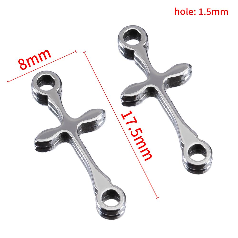 20pcs Stainless Steel Mini Hollow Cross Pendant with Double Hole Bracelet Connector Earring Necklace Charm DIY Jewelry Making