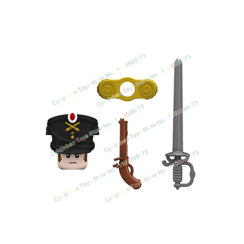 Napoleonische Kriege Britische Französische Füsiliere Dragoner Bausteine Actionfiguren Zubehör Kopf Waffe Kinderspielzeug N001-048