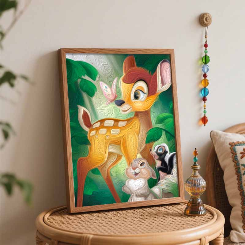 Disney Bambi Thumper Flower Oil Paint by Numbers Painting Kit Handmade Diy Home Decor Gifts Wall Art Canvas Set Relaxing Artistic Craft