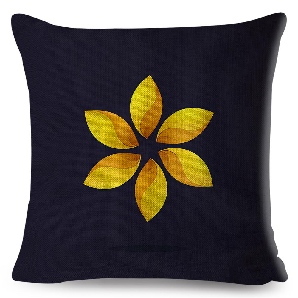 Elegant Golden Leaf Flower Design Double Sided Printed Pillow Case Soft Polyester Cushion Cover 40x40cm