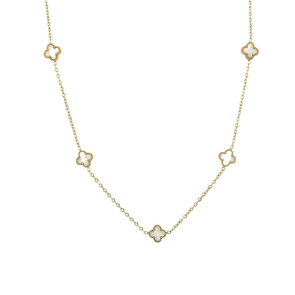 9MM Four-leaf Clover Shell Necklace 5 Flowers Women's Light Luxury All-match Clavicle Chain Necklace