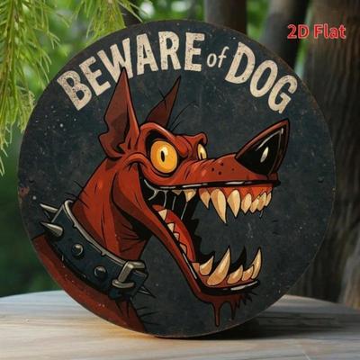 Vintage Metal Dog Warning Sign Aggressive Canine Decor Home Office Garage