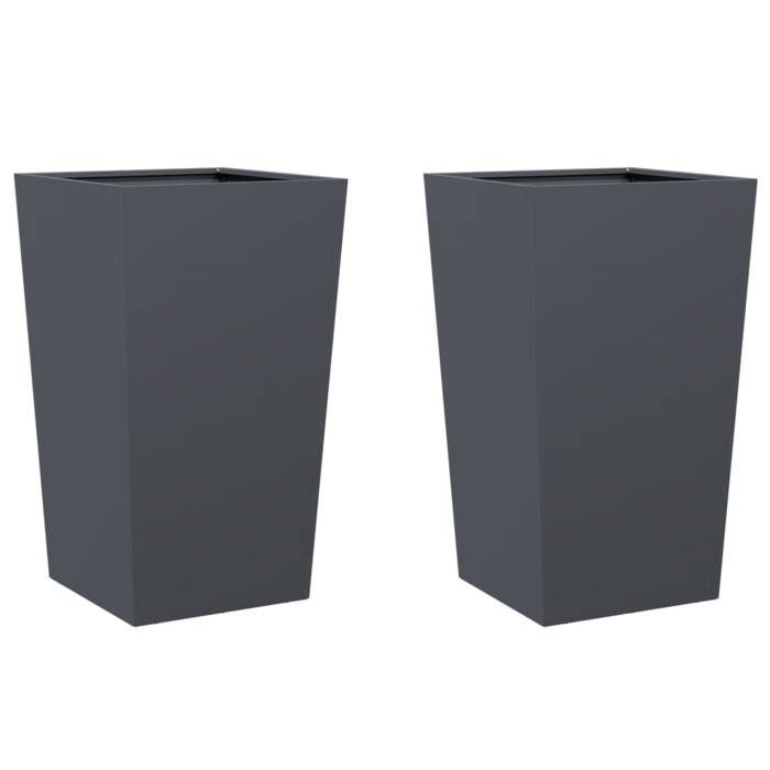 VidaXL Jardinières 2 pcs anthracite 45x45x75 cm acier, jardinière d'extérieur, boîte à fleurs, boîte de jardin, jardinière 851099