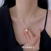 S925 Sterling Silver Shijia Single Pearl Necklace Women's Spring and Summer Round High-end Clavicle Chain Does Not Fade