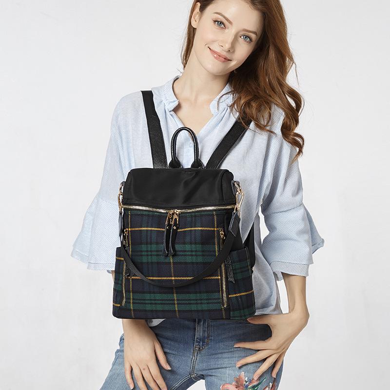 Nový kontrastní kostkovaný batoh pro ženy v Jižní Koreji, snadno nositelný víceúčelový batoh z oxfordské tkaniny, trend cestovní tašky