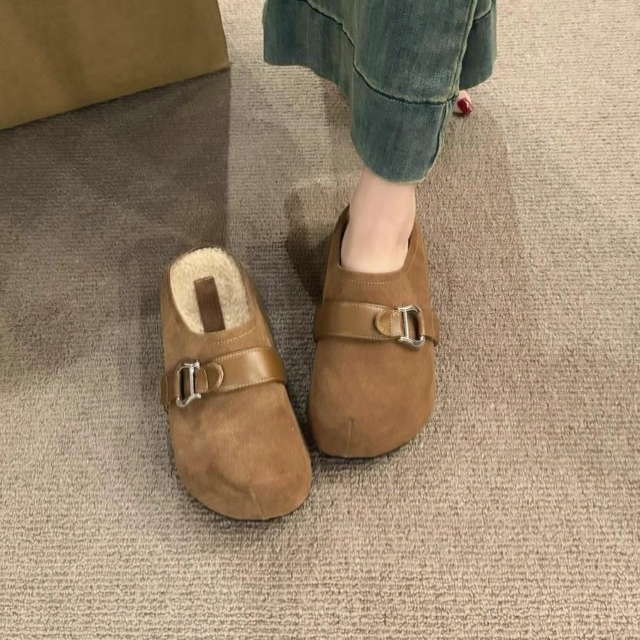 

Осень и зима новая платформа бархатные теплые модные кожаные туфли женские туфли сумка голова полушлепанцы одинарные туфли 35 коричневый