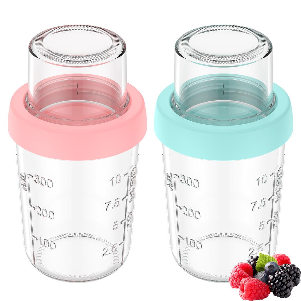 2/4 Pcs Overnight Oat Cup 470 ML Glass Yogurt Parfait Cup Portable Leak-proof Yogurt Container Cereal Milk Salad Cups for Work
