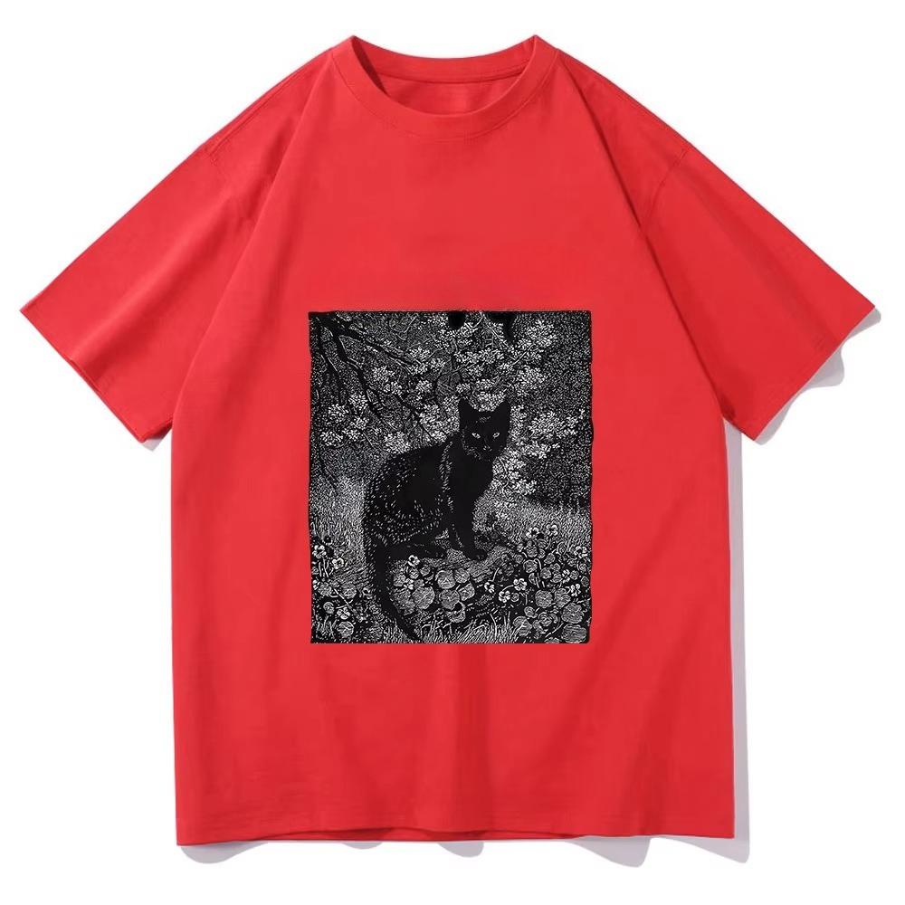 

Rock Band T-shirt Cat Funny Cartoon Printing Tee-shirt Cotton Soft Short Sleeve Tshirts Summer Tee Autumn and winter innerwear 4XL