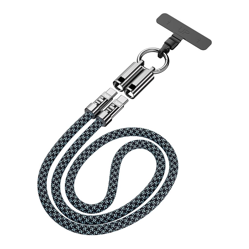 Phone Lanyard Cable 240W Fast Charging Type-C to Type-C Wire with Zinc Alloy Lock Smart Chip 120cm for Laptop Tablet Phone Data Sync