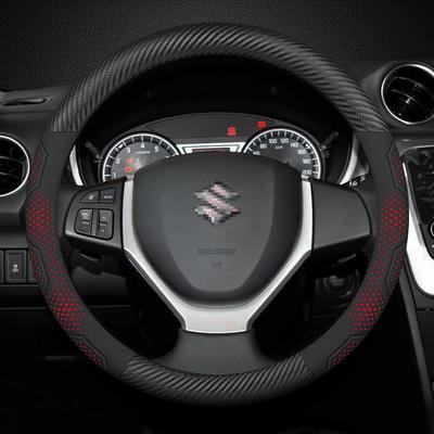 Suzuki Alto Ciaz Baleno Celerio Lgnis Jimny SX4 Swift Grand Vitara Carbon Fiber Suede Car Steering Wheel Cover Auto Accessories