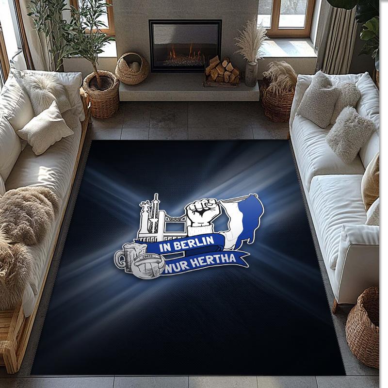 hertha bsc FC Soccer Football Pattern Soft Area Rug Non Slip Indoor Floor Carpet Sports Decor Mat for Bedroom