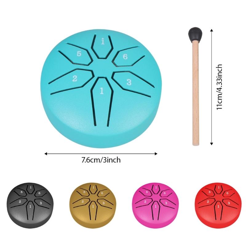 6 Note Mini Steel Tongue Drum 3 Inch Size Promoting Mindful Meditation Stress Relief And Yoga Crafted From Durable Steel