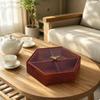 Hexagonal Wooden Snack Box Mahogany Finish Candy with Compartments