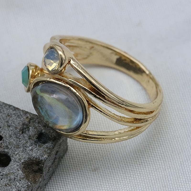 Vintage Wide Ring Inlaid Sapphire Match Daily Outfits Dainty Party Accessory Classic Jewelry For Female Multi Sizes To Choose