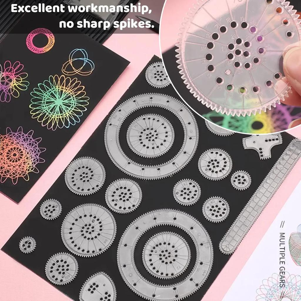 22Pcs/Set Spirograph Drawing Tools - Geometric Roulette Ruler, Educational Painting Puzzle Toy, Creative Art Learning Kit